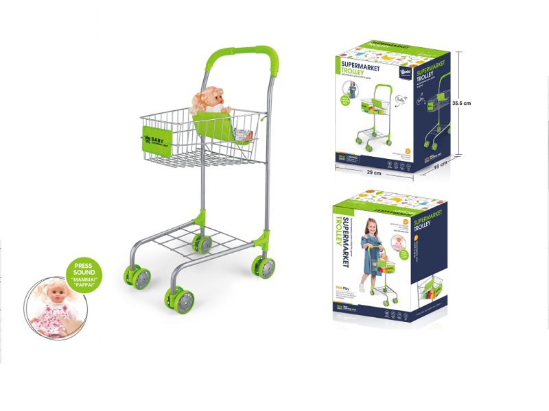 Iron Shopping Cart + Dolls