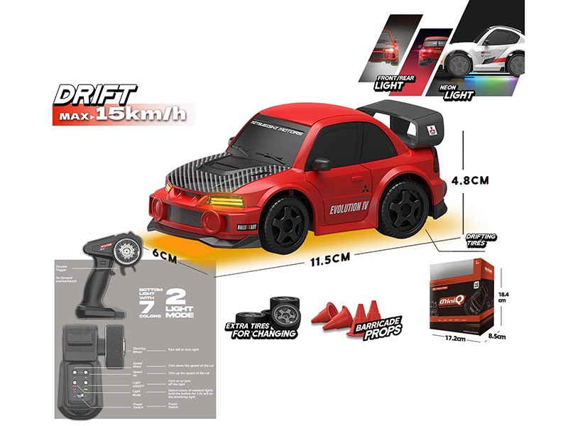 1:43 2.4G Remote Control 4WD Drift Car With Front/Rear Light, Neon Light