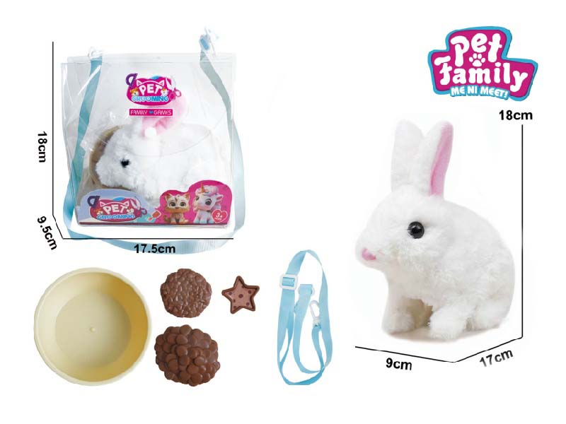 B/O Plush Walking Long-Haired Rabbit + Small Accessories 4