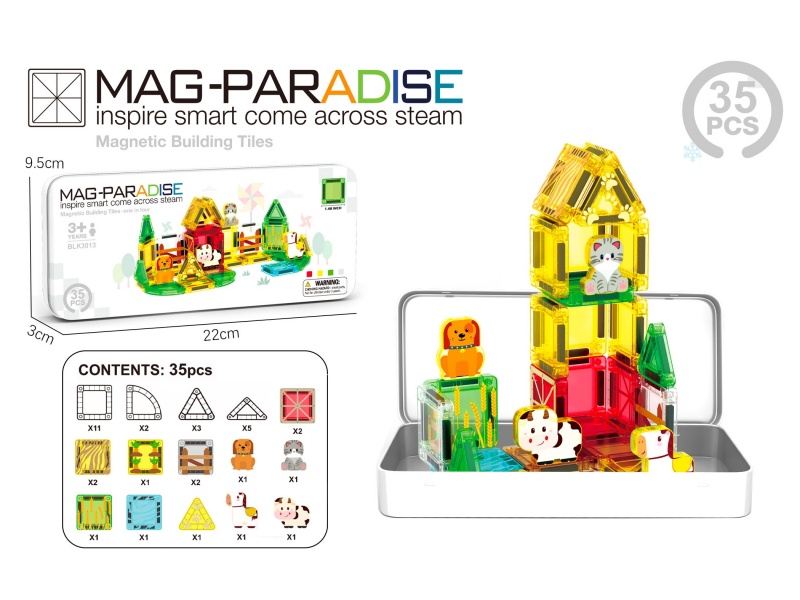 Mini Magnetic Tiles Farm 35 Pcs