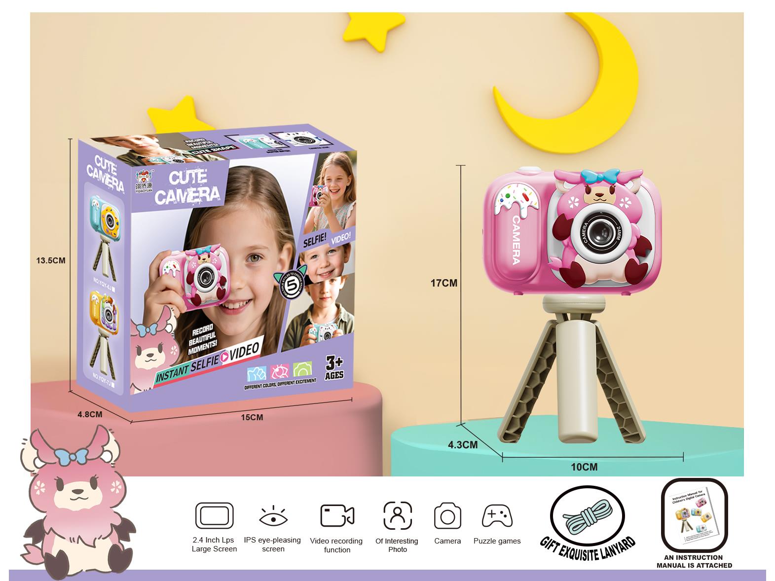 Children'S Camera Can Take Photos, Record Videos And Play Games (In  Shape Of A Deer)