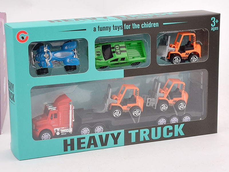 Friction Trailer With 3 Cars