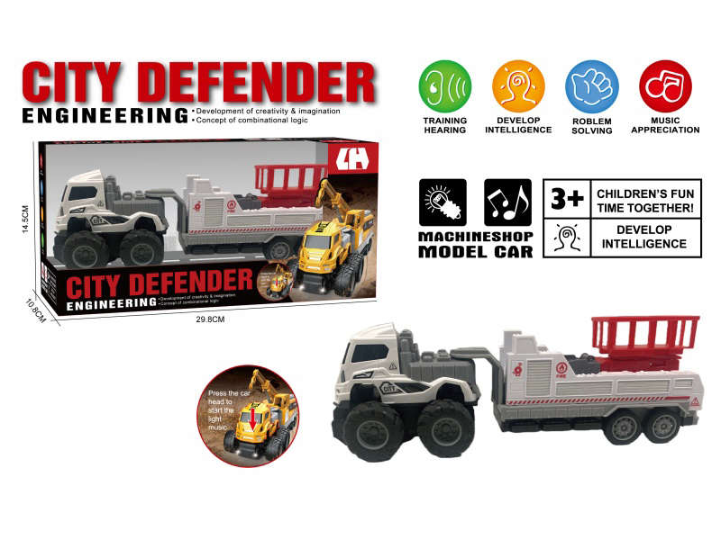 1:16 Friction Firefighting Aerial Ladder Truck(White) With Sound And Lights