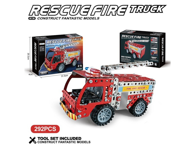 3-In-1 Engineering Vehicle Set Diy Metal Assembly Building Blocks 122Pcs