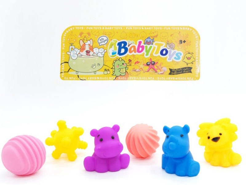 Vinyl Plain Animal Pinch Ball Set With Bb Whistle
