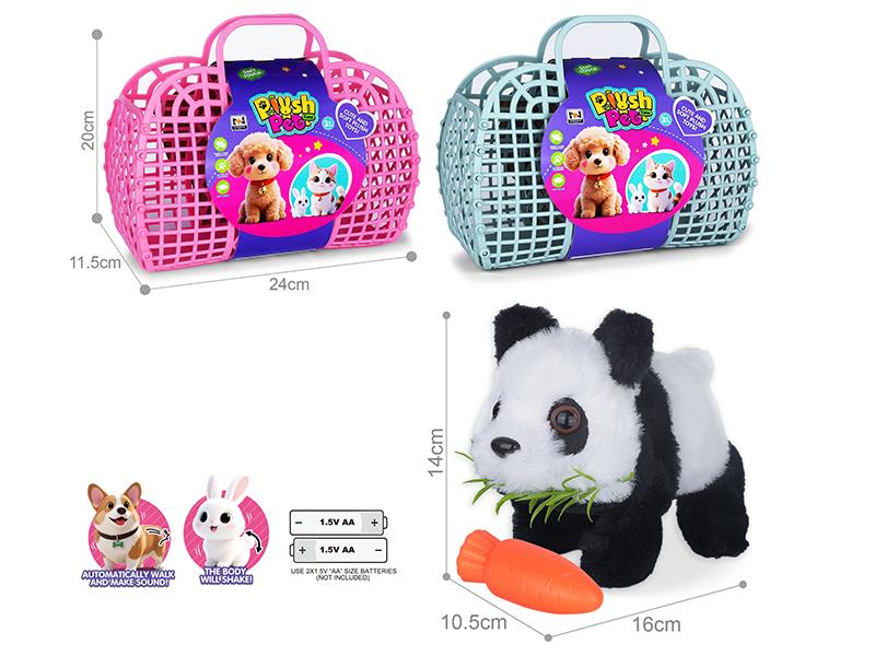 B/O Simulated Plush Pet Panda Hand Basket