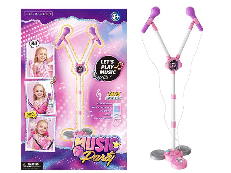 Dual Microphone With Light And Music