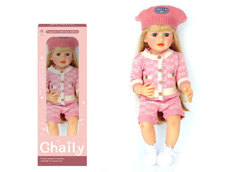 55CM Soft Glue Reborn Baby Doll(Machine Hair Transplant)With Diaper, Birth Card, Woollen Cap