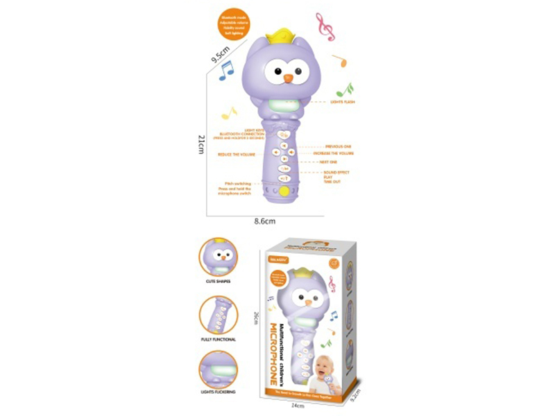 Cute And Fun Owl Microphone - Children's Intelligence And Early Education Storytelling Microphone Singing Songs Light Music