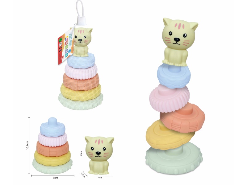 Soft Plastic Animal Stacking Toy(Cat) 6pcs