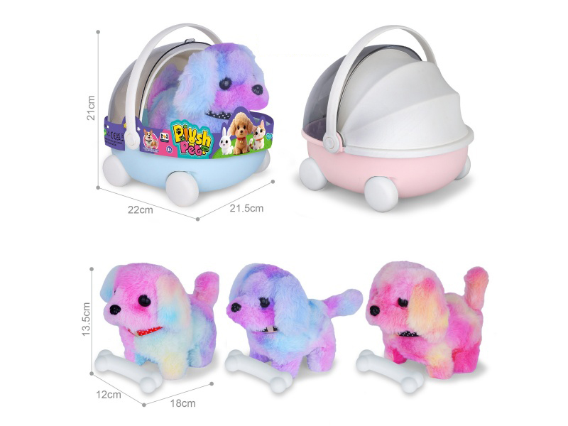 B/O Simulated Plush Pet Dog + Bone + Hand Basket