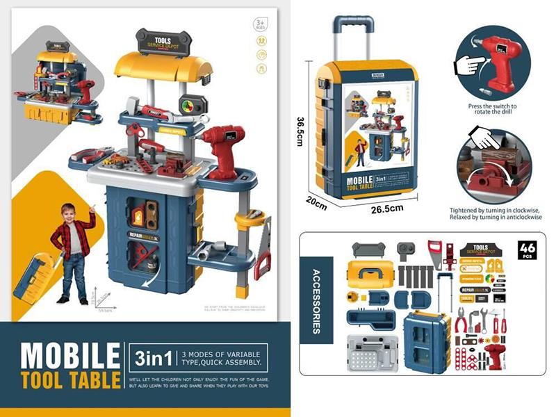 3 In 1 Mobile Tool Table Luggage Case 46pcs