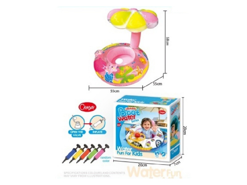 Children'S Swimming Ring + Air Pump [Mushroom Boat]