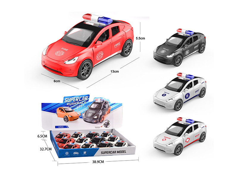 Friction Tesla Police Car(3 Doors Can Open)12pcs