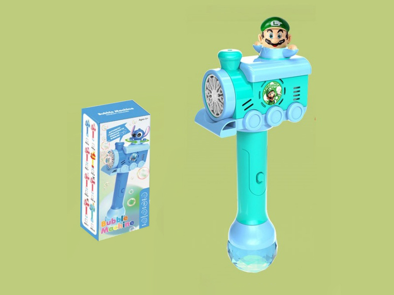 Green Mario Automatic Rotating Electric Bubble Stick(Lights And Music)