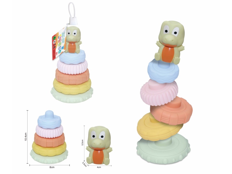 Soft Plastic Animal Stacking Toy(Crocodile) 6pcs