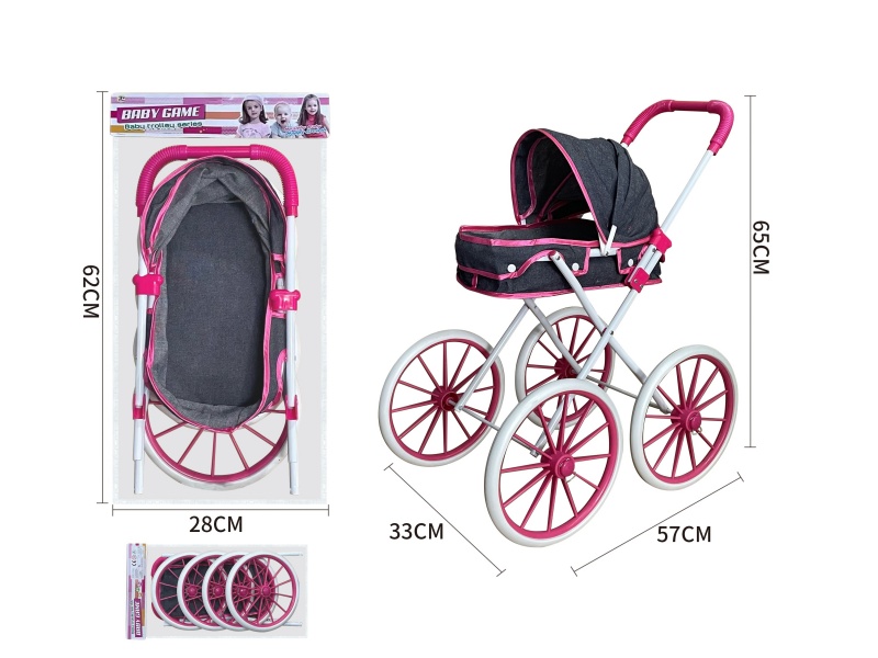 Denim Fabric Iron Stroller Toy(Extra Large Wheel)
