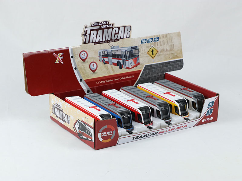 1:90 Pull Back Alloy Swiss Double-Headed Metro Train With Sound And Lights, Can Oen The Door(6PCS)