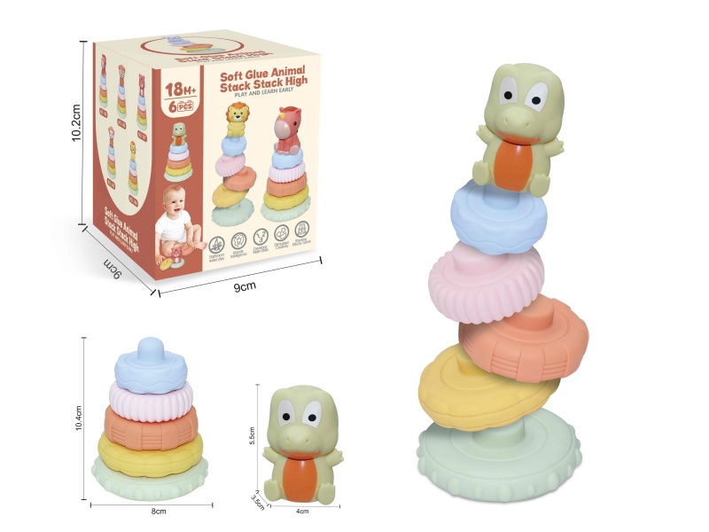Soft Plastic Animal Stacking Toy(Crocodile) 6pcs