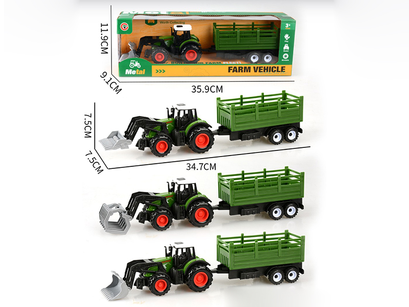 Pull Back Alloy Farm Tractor Set