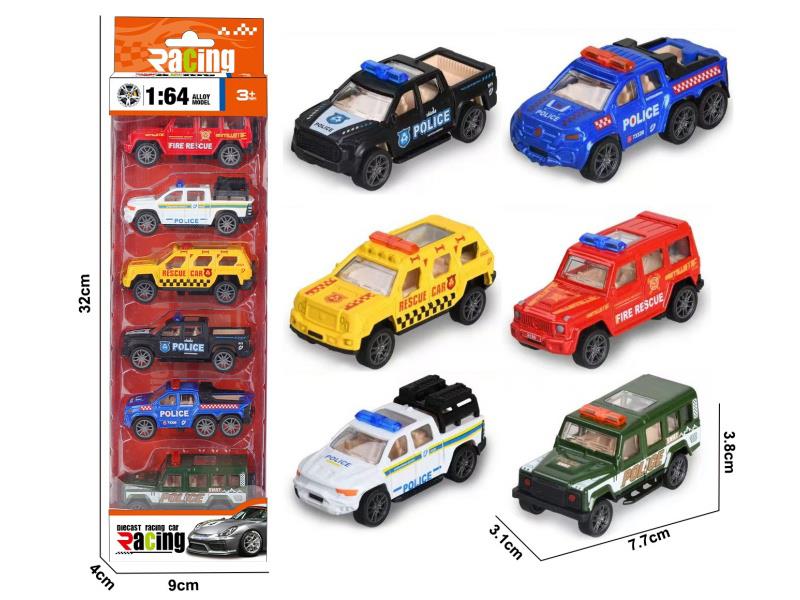 1:64 Pull Back Alloy Off-Road Police Cars