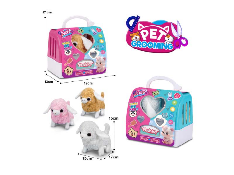 B/O Plush Sheep (3 Mixed Sets) + 2-Color Hand-Held Cage