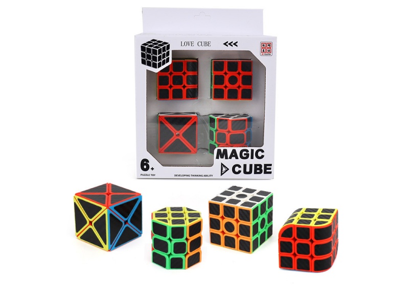 Octagonal Cylindrical Rubik'S Cube + Trihedral Rubik'S Cube + 3X3 Fingertip Rubik'S Cube (All Carbon Fiber Stickers/Printed)