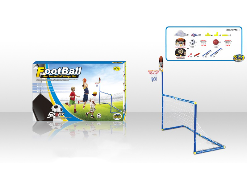 3IN1 Football Gate With Basket Ball Board And Dartboard Toy