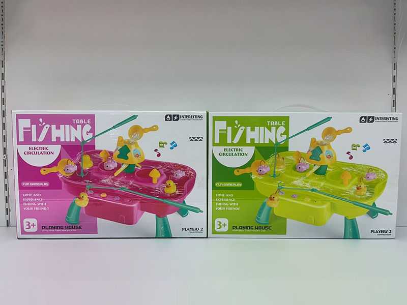 Pink Fishing Table(3 Yellow Ducks + 3 Pink Fish) (Music + Lights)