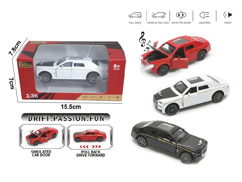 11; 36 Force Alloy Car Model - Rolls-Royce Phantom With Lights And Music (3-Color Mixed Outfit)