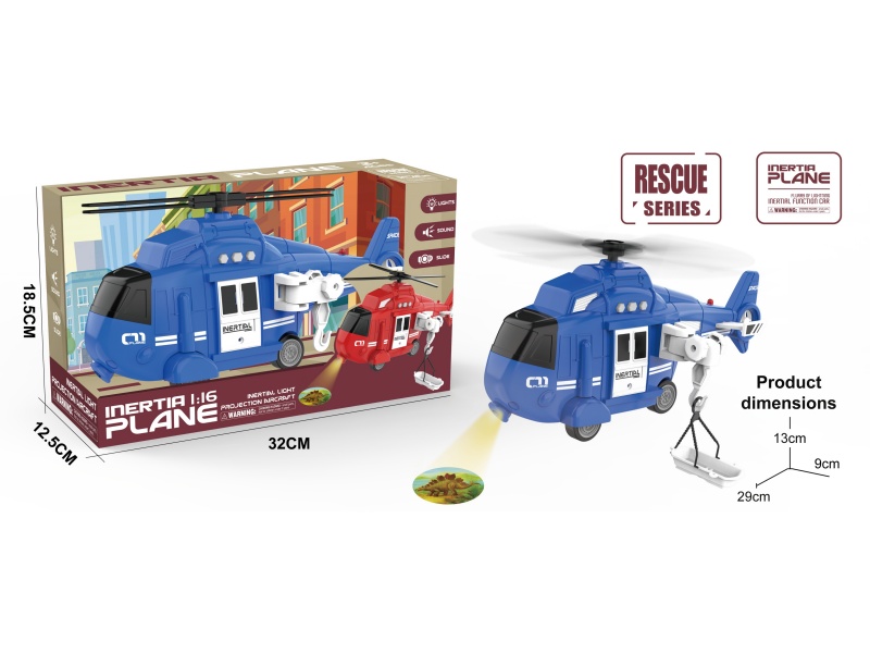 1:16 Friction Police Helicopter With Sound And Lights, Projection