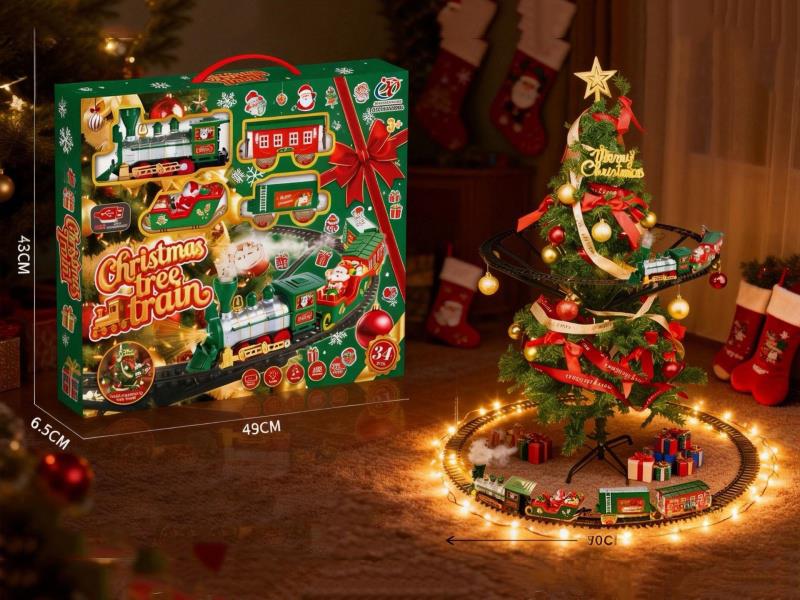 Electric Lights, Music, Spray, Suspended Christmas Track Train