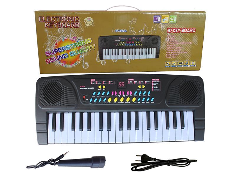 37 Keys Single Speaker Electronic Organ(Black, Built-In Power/Power Cable/Microphone)