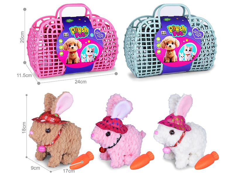 B/O Simulated Plush Pet Rabbit Hand Basket