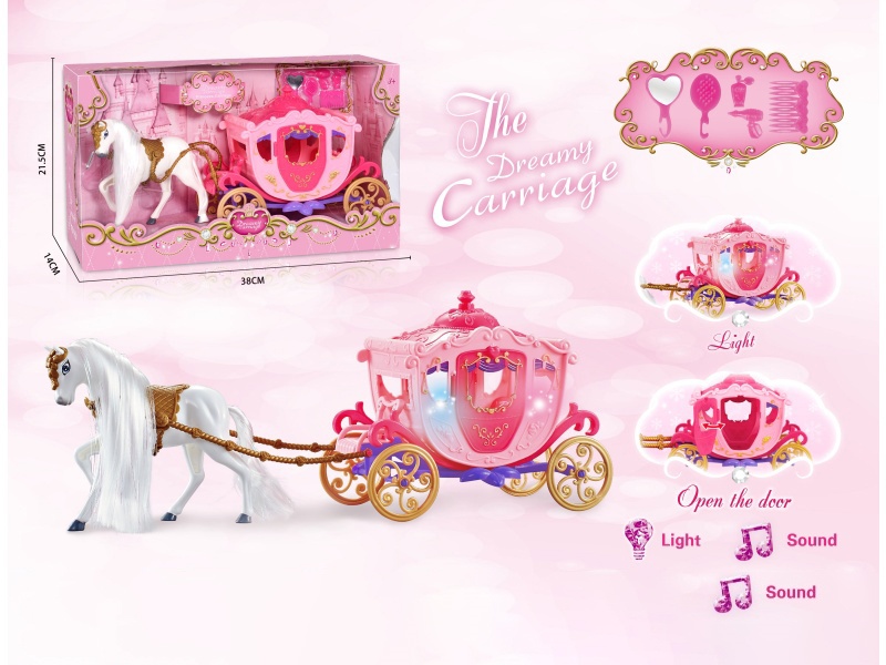 Static Color-Haired Horse Dream Car Without Princess (Pink)