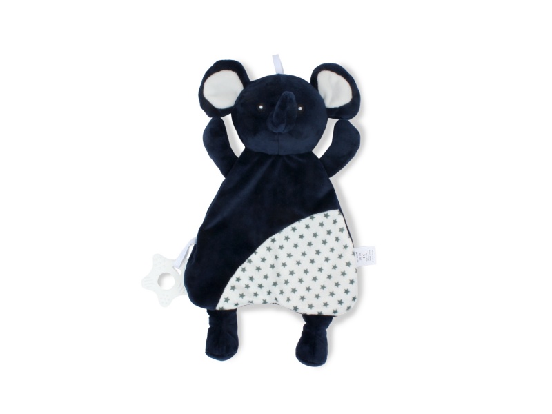 Blue Elephant Rattle Teething Baby Pocket Soothing Towel