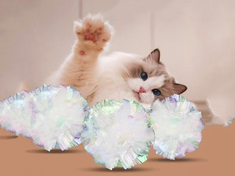 Cat Seven-Color Sound Paper Ball, 5Cm