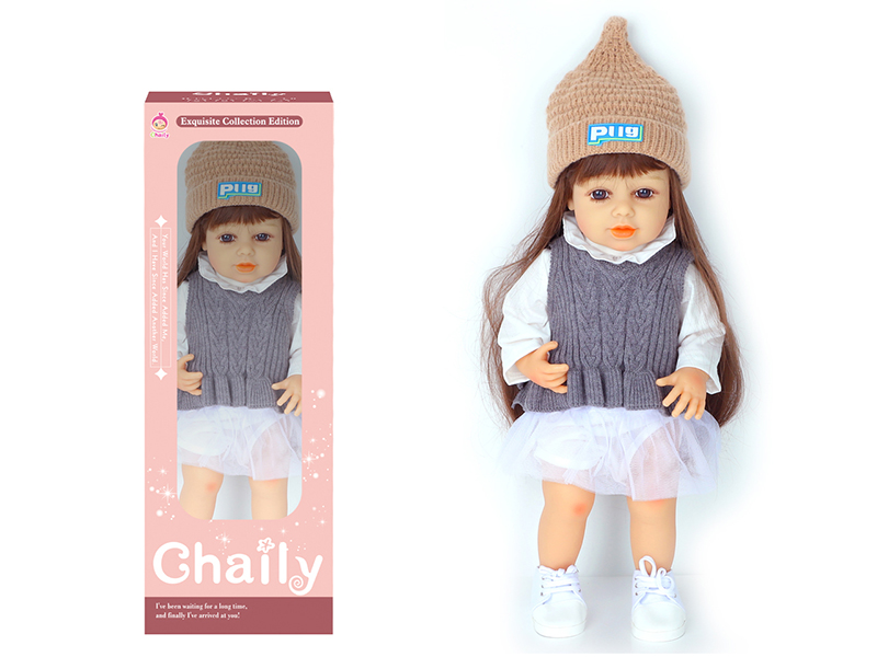 55CM Soft Glue Reborn Baby Doll(Machine Hair Transplant)With Diaper, Birth Card, Woollen Cap