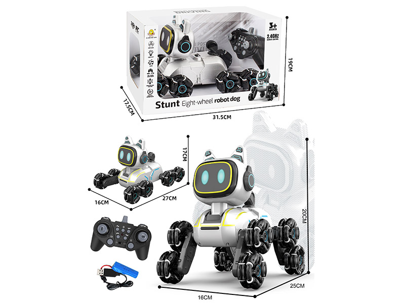 13CH Remote Control 8-Wheel Stunt Robot Dog