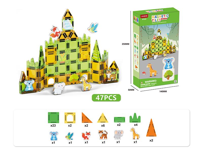 Animal Theme Magnetic Building Blocks(3.75 Mini Size) 47pcs
