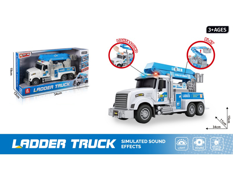 1:16 Sound And Light Inertial Ladder Rescue Vehicle (Package 3*Ag13)