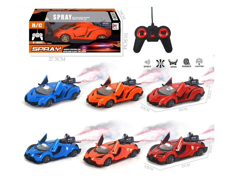 1:24 27Mhz 5-Channel Remote Control One Key Open Door Spray Simulated Racing Car