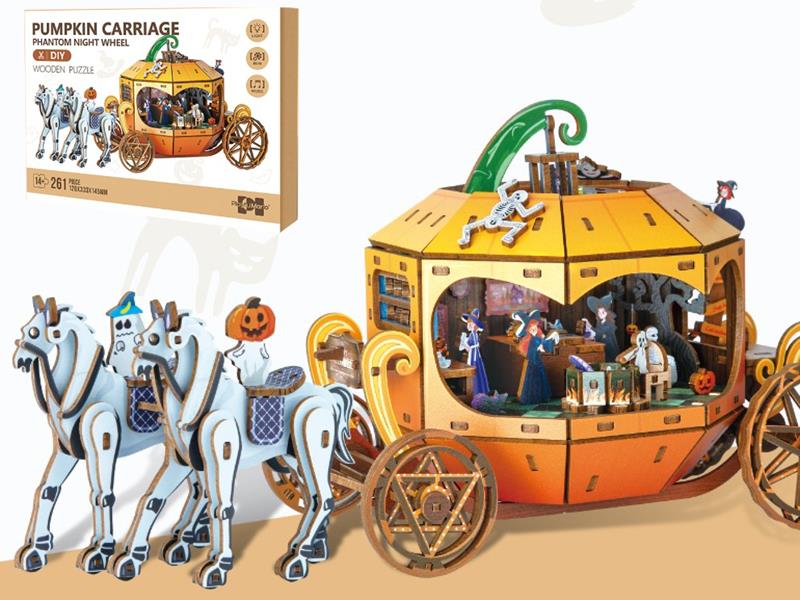 3D Wooden Puzzle Pumpkin Carriage