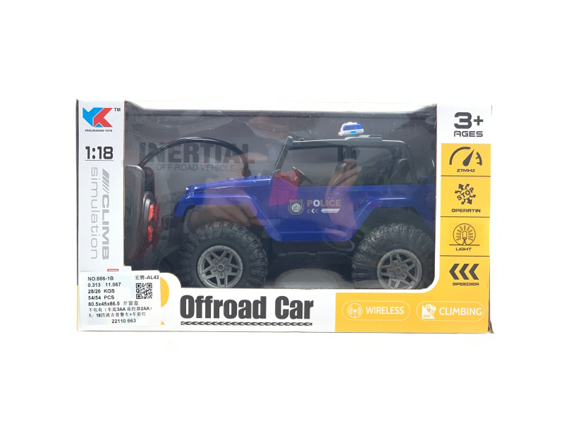 1:18 4CH Jeep Police Car + Headlights