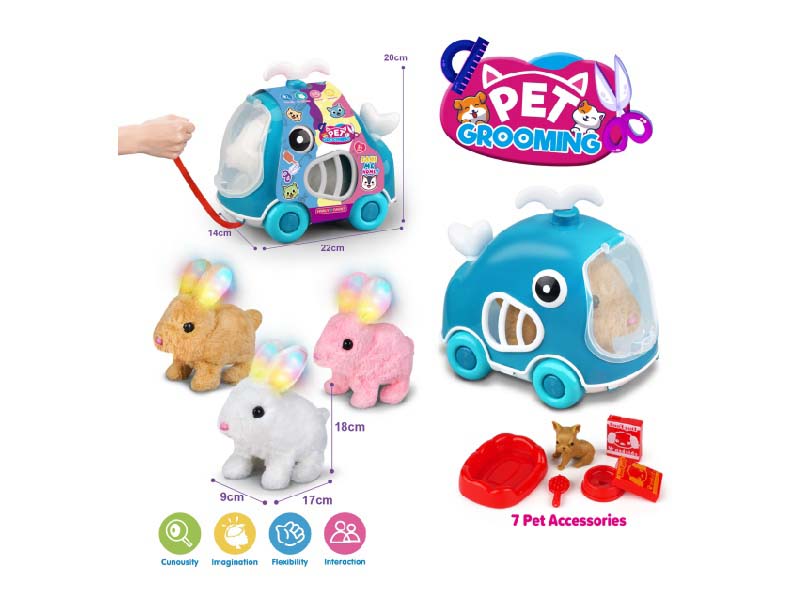 Whale Leash Car + B/O Plush Light Rabbit + Accessories