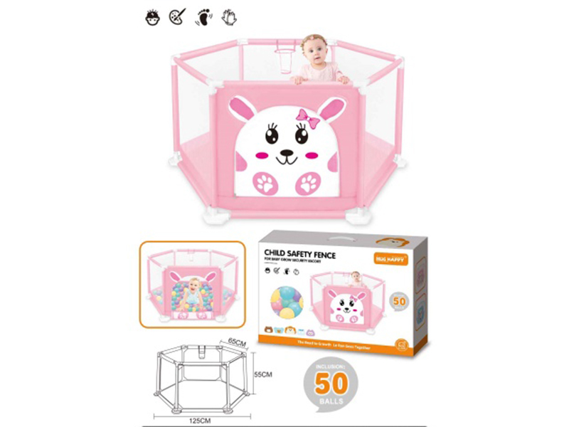 125CM Printed Rabbit Kids Fence With 50 Ocean Ball