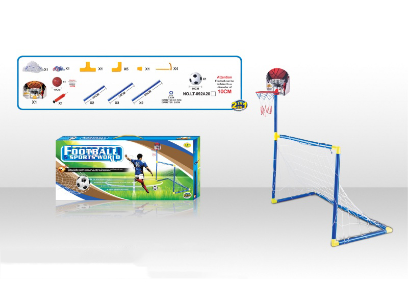 2-In-1 Football Goal + Basketball Board 12 CM Football