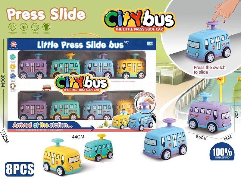 Press Slide School Bus 8pcs