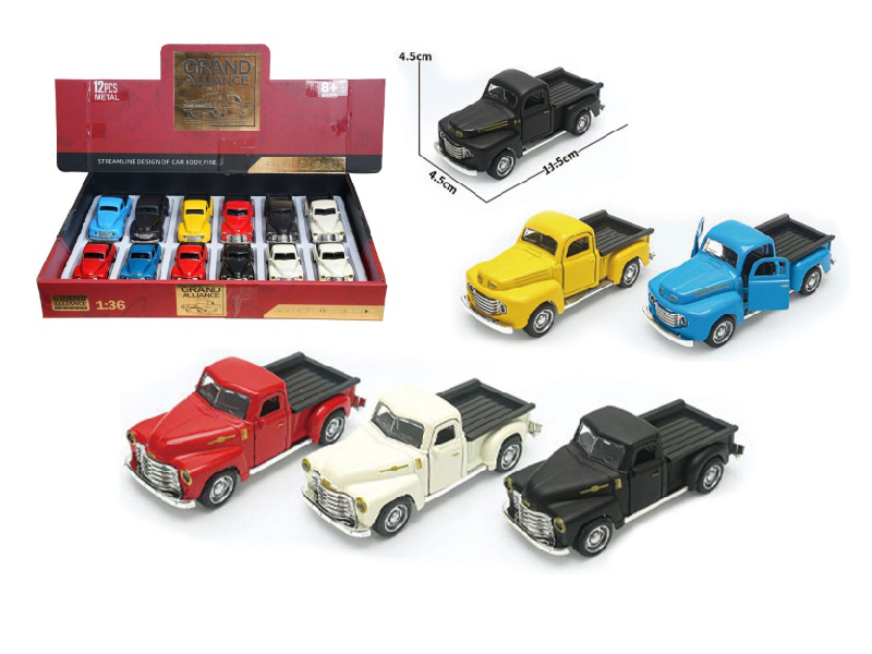 1:36 Huili Alloy Car Model - Retro Pickup Ford/Chevrolet (2 Mixed Packs Of 12 Pieces Per Box)