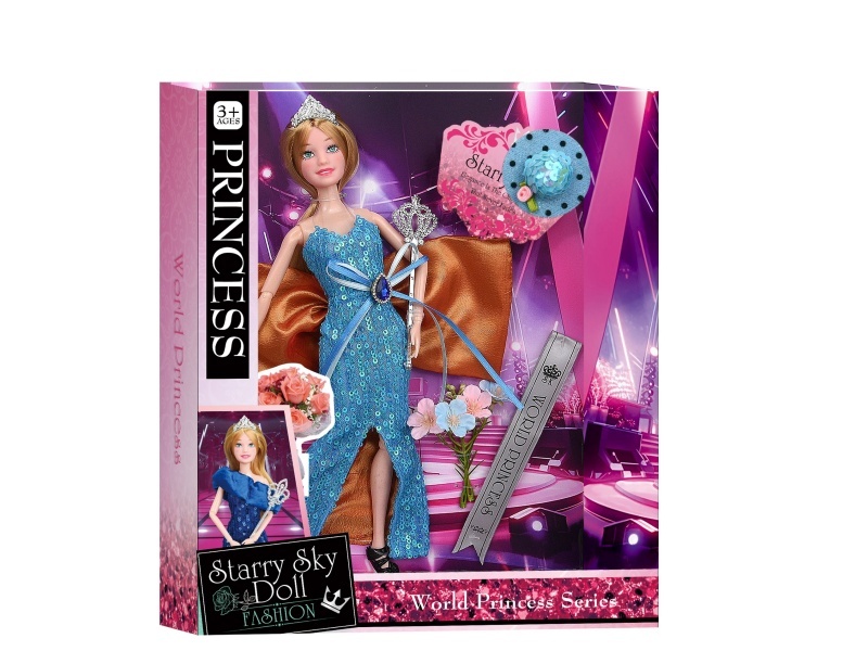 11.5-Inch 11-Joint - World Princess Series - With Crown - Champion Tie - Magic Wand - Simulated Bouquet